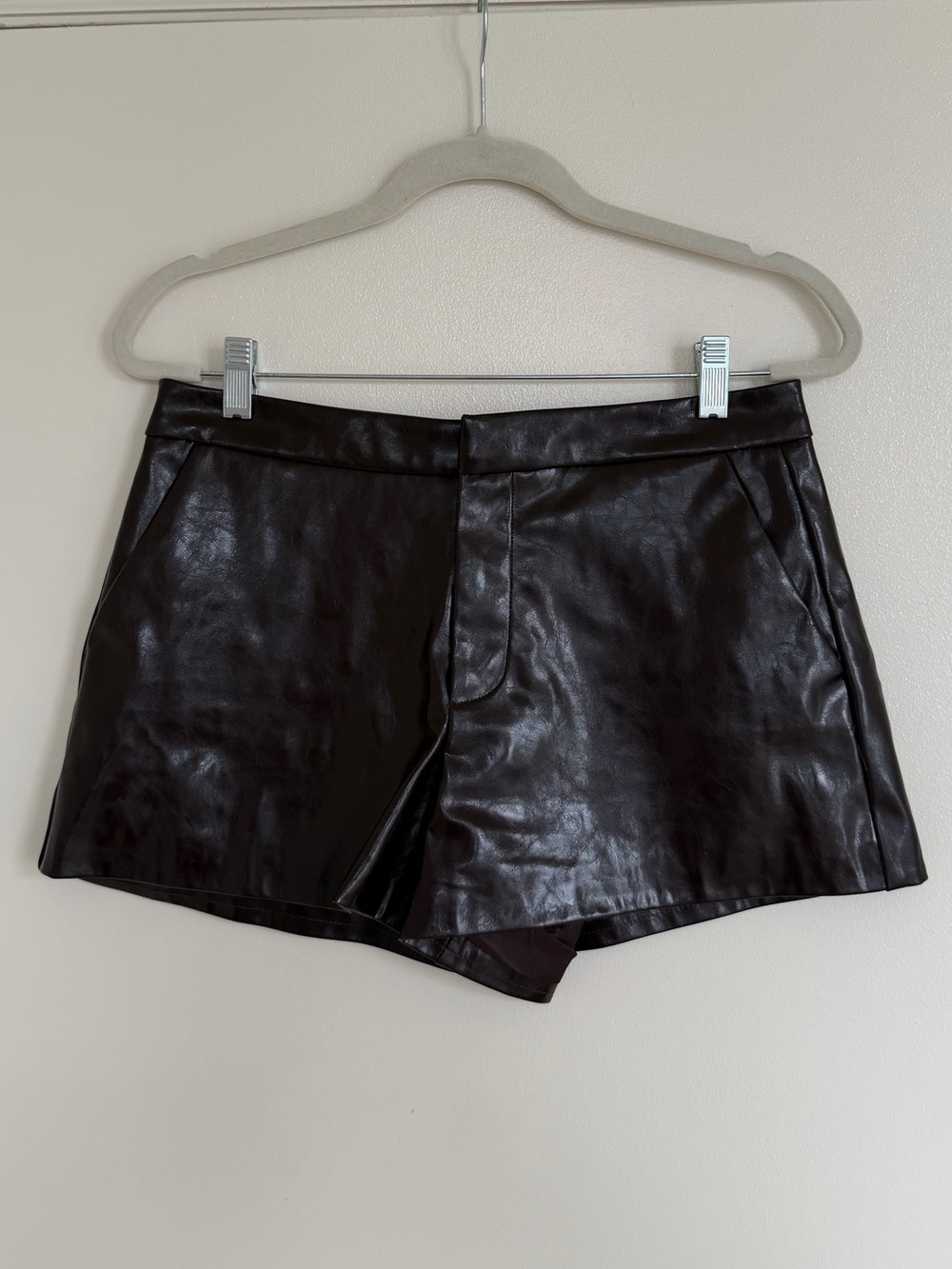 Zara Brown Faux Leather Women’s Shorts